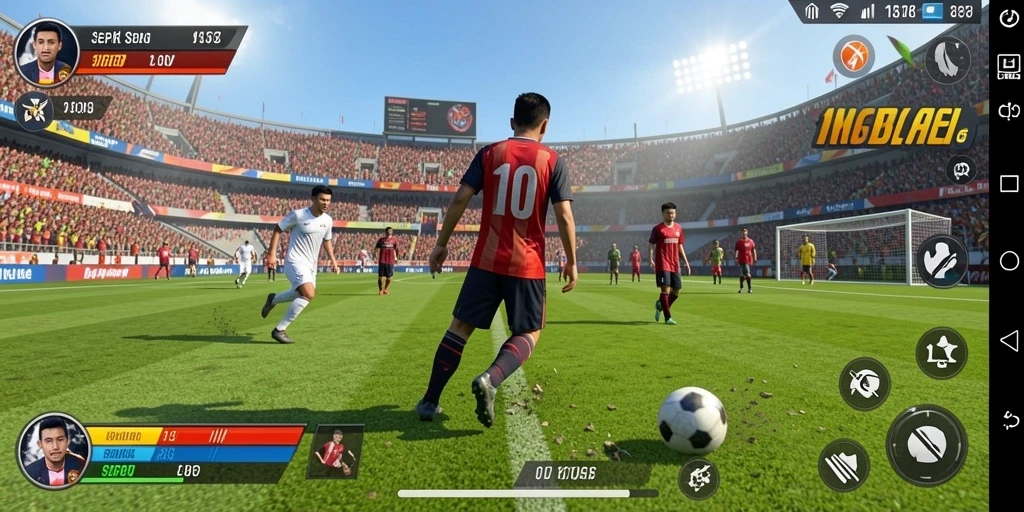 Screenshot gameplay <strong>116X</strong> yang menampilkan aksi seru di lapangan sepak bola.