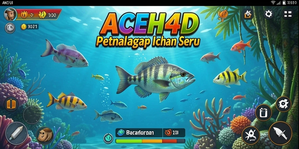 Tampilan gameplay menakjubkan dalam ACEH4D saat menangkap ikan.