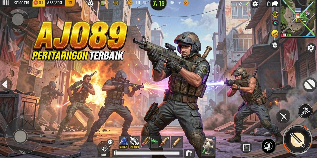 Gambaran visual dari gameplay menegangkan AJO89 saat pertempuran berlangsung.