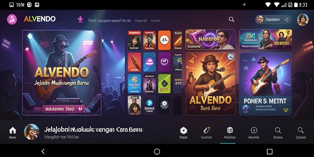 Screenshot gameplay ALVENDO menampilkan fitur interaktif musik yang menarik.