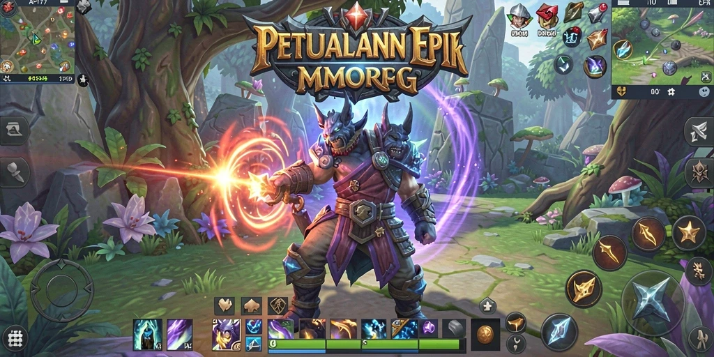 Tampilan screenshot <strong>API77</strong> yang menunjukkan pertarungan epik antara karakter di dunia MMORPG.