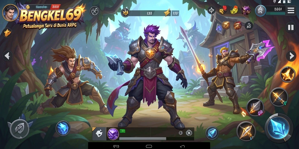 Tampilan aksi mendebarkan dalam gameplay ARPG BENGKEL69.