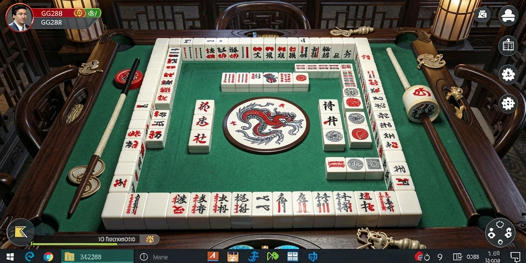 Tampilan gameplay menakjubkan dari GG288 di papan Mahjong.