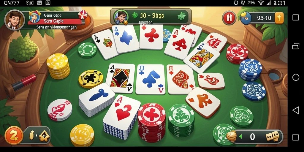 Tampilan gameplay seru dalam GN777 saat bermain Gaple dengan teman.