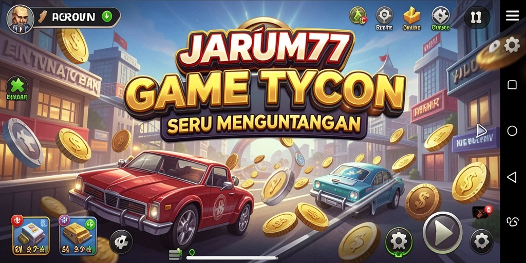 Tampilan gameplay JARUM77 yang menampilkan pengelolaan bisnis Tycoon.