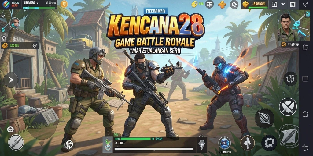Tangkapan layar gameplay KENCANA28 menampilkan pertempuran intens di arena Battle Royale.