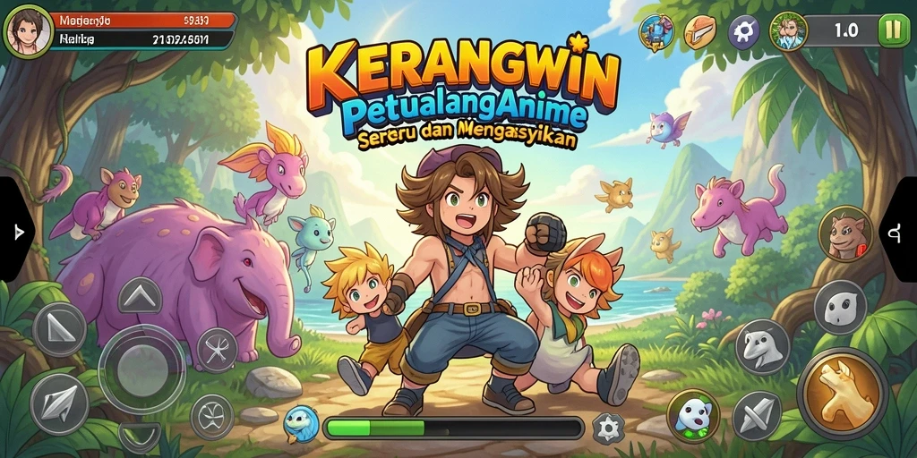 Screenshot KERANGWIN menampilkan aksi seru karakter dalam pertempuran.