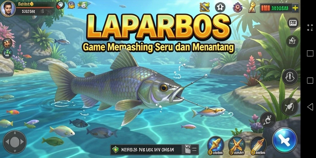 Gameplay seru di LAPARBOS dengan pengalaman memancing yang mendebarkan.