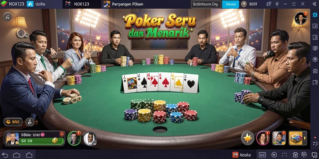 Tangkapan layar gameplay Poker yang menegangkan di NOX123.
