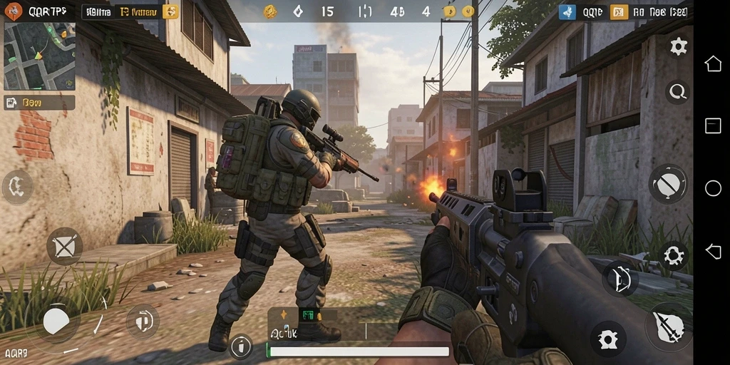 Screenshot utama QQRP menunjukkan pertarungan intens dalam gameplay TPS yang mendebarkan.