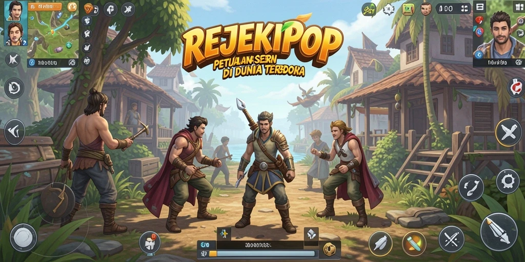 Tangkapan layar gameplay REJEKIPOP yang menampilkan aksi menjelajah dunia terbuka.