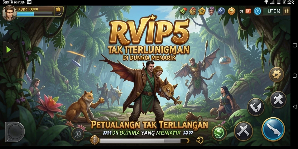 Tampilan utama gameplay RVIP5 menampilkan karakter menjelajahi dunia petualangan.