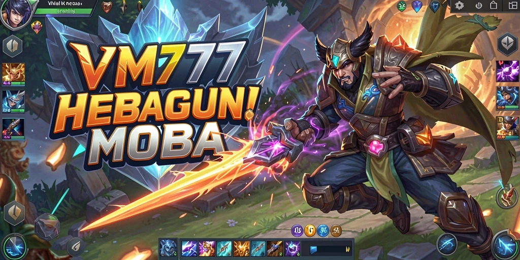 Tampilan epik pertarungan strategis dalam <strong>VM777</strong> dan aksi karakter yang mengesankan.