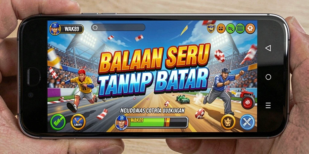 Tampilan gameplay WAK89 dengan mobil balap di lintasan yang menantang.