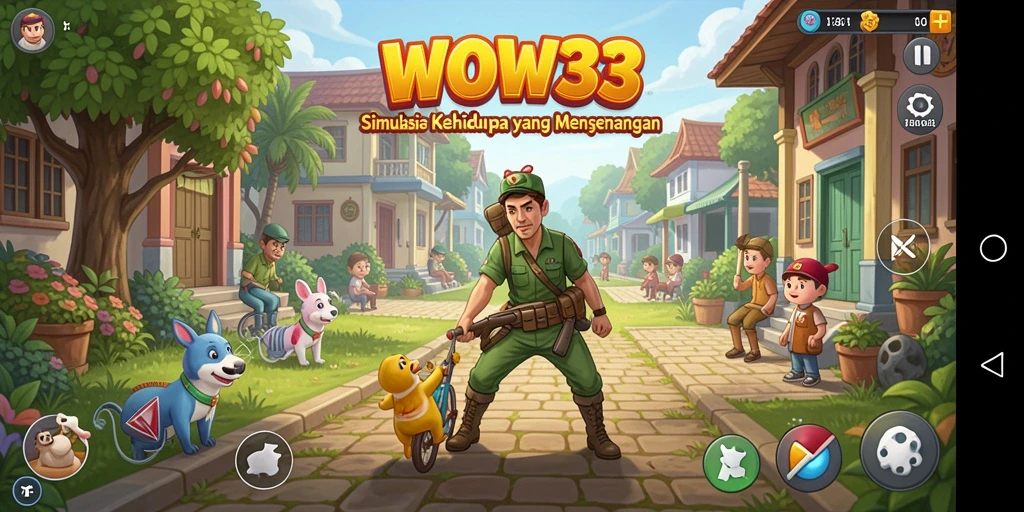 Screenshot WOW33 menampilkan gameplay simulasi kehidupan yang seru dan interaktif.